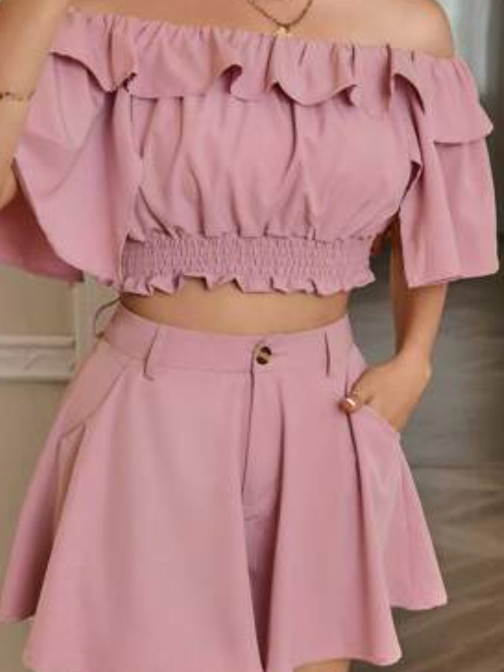 Dusty Pink A-Line Mini Skirt - Women's Flared Skirt